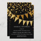 Modern Pennant Banner w Glitter Falling Confetti Kaart (Voorkant / Achterkant)