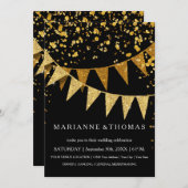 Modern Pennant Banner w Glitter Falling Confetti Kaart (Voorkant / Achterkant)