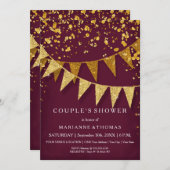 Modern Pennant Banner w Glitter Falling Confetti Kaart (Voorkant / Achterkant)