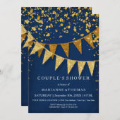 Modern Pennant Banner w Glitter Falling Confetti Kaart (Voorkant / Achterkant)