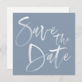 Modern penseel kalligrafiescript Stusty Blue Weddi Save The Date
