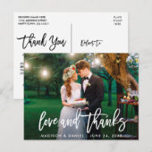 Modern Penseel Schrift Foto Liefde Dank Trouwen Briefkaart (Voorkant / Achterkant)