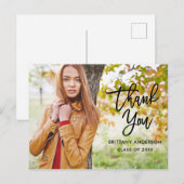 Modern Penseel Schrift Graduatie Dank Je Wel Zwart Briefkaart (Voorkant / Achterkant)