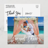 Modern Penseel Schrift Liefe en Dank Trouw Wit Briefkaart (Voorkant / Achterkant)