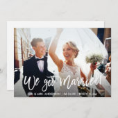 Modern Penseel Schrift We Got Married Trouwen Aankondiging (Voorkant / Achterkant)