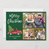 Modern penseel script Truck 3 Fotokerstgroen Feestdagenkaart (Voorkant)