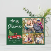 Modern penseel script Truck 3 Fotokerstgroen Feestdagenkaart (Staand voorkant)