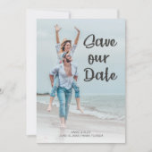 Modern penseelscript 2 Photo Wedding Save Date Save The Date (Voorkant)