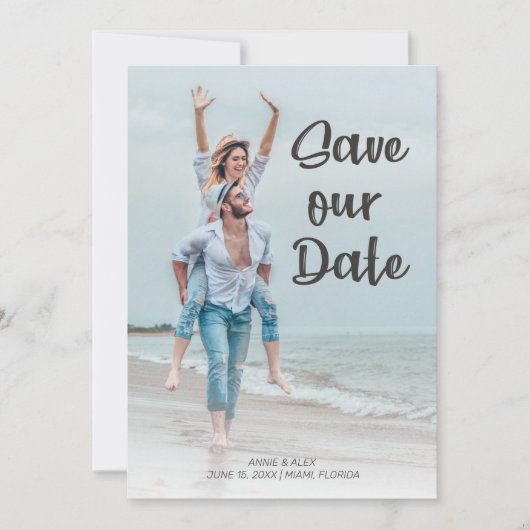 Modern penseelscript 2 Photo Wedding Save Date Save The Date (Voorkant)