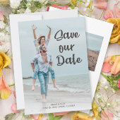 Modern penseelscript 2 Photo Wedding Save Date Save The Date