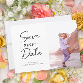 Modern penseelscript 2 Photo Wedding Save The Date