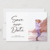 Modern penseelscript 2 Photo Wedding Save The Date (Voorkant)