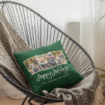 Modern penseelscript 3 Foto Feestdagen Green Kussen<br><div class="desc">Moderne penseelscript 3 Foto Prettige feestdagen Groene Pillow</div>