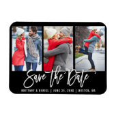 Modern penseelscript 3 Foto slaat Date Blk op Magneet (Horizontaal)