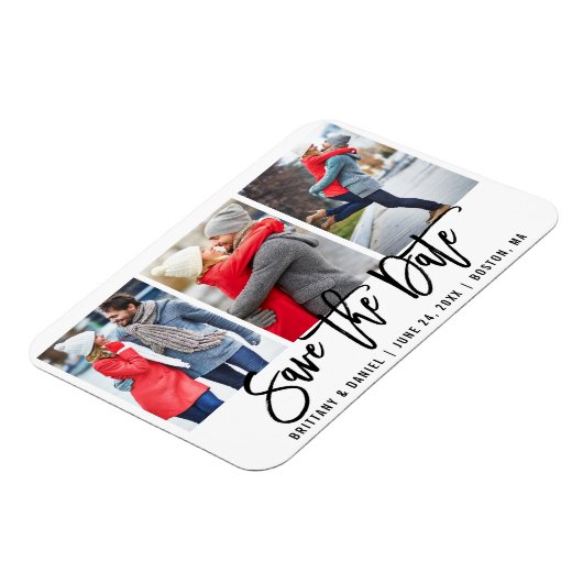 Modern penseelscript 3 Foto slaat de datum die u g Magneet (Linkerzijde)