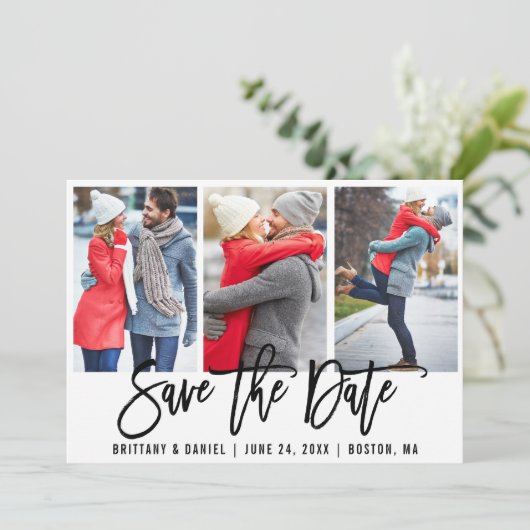 Modern penseelscript 3 Foto slaat de datum op waar Kaart (Staand voorkant)