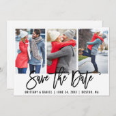 Modern penseelscript 3 Foto slaat de datum op waar Kaart (Voorkant / Achterkant)