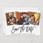 Modern penseelscript 3 Fotocollage Save The Date (Voorkant)