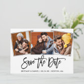 Modern penseelscript 3 Fotocollage Save The Date (Staand voorkant)
