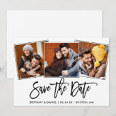 Modern penseelscript 3 Fotocollage Save The Date (Voorkant / Achterkant)