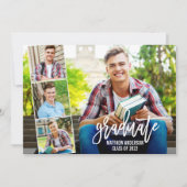 Modern penseelscript 4 Foto Afstuderen Aankondiging (Voorkant)