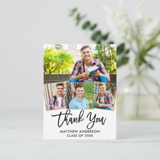 Modern penseelscript 4 Foto Afstuderen Hartelijk d Briefkaart (Staand voorkant)