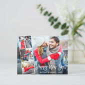 Modern penseelscript 4 Foto gelukkig nieuwjaar Briefkaart (Staand voorkant)