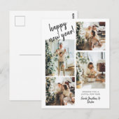 Modern penseelscript 4 Foto gelukkig nieuwjaar Briefkaart (Voorkant / Achterkant)