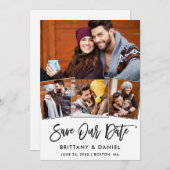 Modern penseelscript 4 Foto opslaan Kaart Datum (Voorkant / Achterkant)