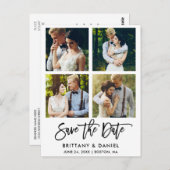 Modern penseelscript 4 Foto slaat de datum op Briefkaart (Voorkant / Achterkant)