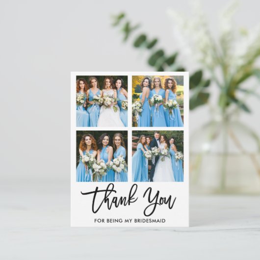 Modern penseelscript 4 Fotobriefvormig Dank u Briefkaart (Staand voorkant)