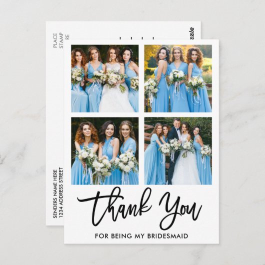 Modern penseelscript 4 Fotobriefvormig Dank u Briefkaart (Voorkant / Achterkant)