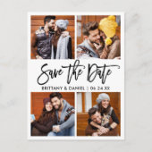 Modern penseelscript 4 Fotocollage bewaart de datu Briefkaart (Voorkant)