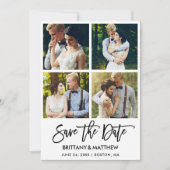 Modern penseelscript 4 Foto's Save The Date (Voorkant)