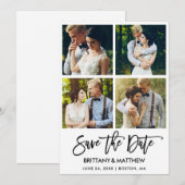 Modern penseelscript 4 Foto's Save The Date (Voorkant / Achterkant)