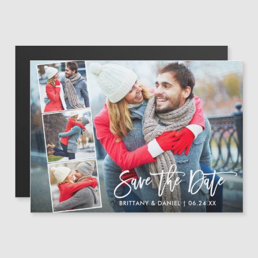 Modern penseelscript 4 Magnetisch opslaan Datum (Voorkant / Achterkant)