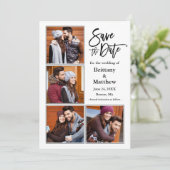 Modern penseelscript 4 Verloving Fotopaar Save The Date (Staand voorkant)