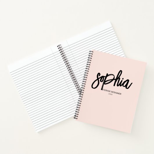 Modern penseelscript Blush Pink Notitieboek (Binnen)