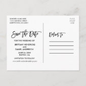 Modern penseelscript Bourgundy Floral Save the Dat Aankondigingskaart (Achterkant)