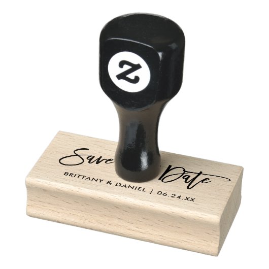 Modern penseelscript De datum opslaan Rubberstempel (Stempel)