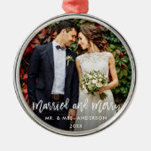 Modern penseelscript, gehuwd en huwelijk metalen ornament (Voorkant)