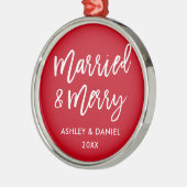 Modern penseelscript, gehuwd en verrukt huwelijk metalen ornament (Links)