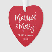 Modern penseelscript, gehuwd en verrukt weddenscha ornament (voorkant)