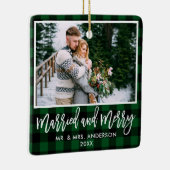 Modern penseelscript groen geplakt, gehuwd en verw keramisch ornament (Rechts)