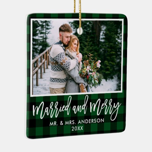 Modern penseelscript groen geplakt, gehuwd en verw keramisch ornament (Rechts)