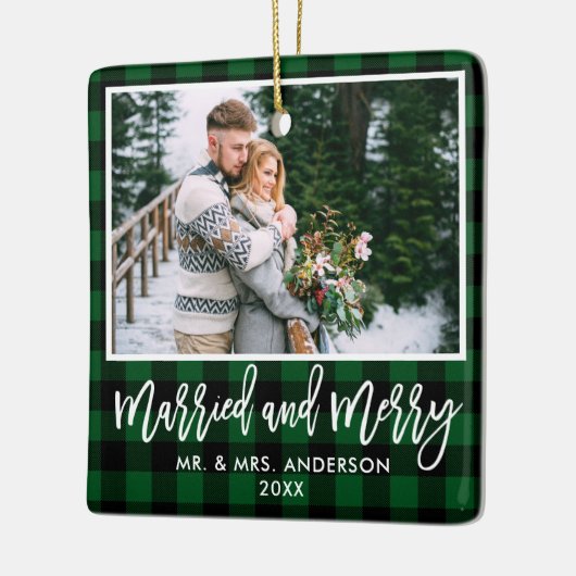 Modern penseelscript groen geplakt, gehuwd en verw keramisch ornament (Links)