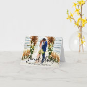 Modern penseelscript | Love Bedankt Wedding Note Kaart (Gele Bloem)