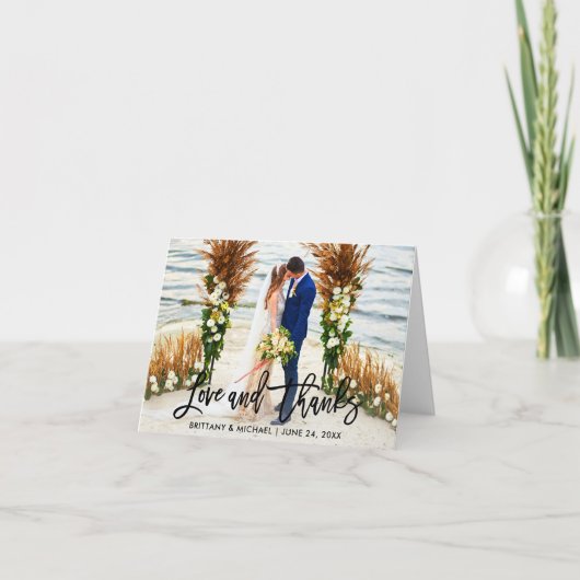 Modern penseelscript | Love Bedankt Wedding Note Kaart (Voorkant)