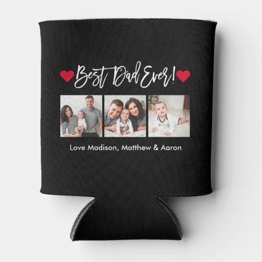 Modern penseelscript maakt 3 foto's Beste vader oo Blikjeskoeler (Voorkant)