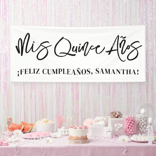 Modern penseelscript Mis Quince Años Spandoek (Feest)